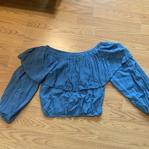 Blue off the shoulder crop top